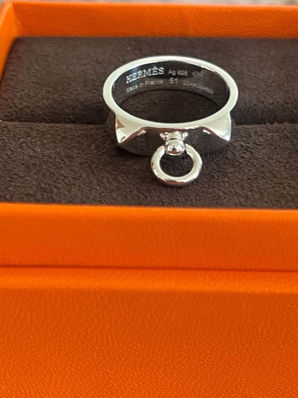 Hermes Sterling Silver PM Collier De Chien Ring size 0 51(5.5) - Picture 3 of 6